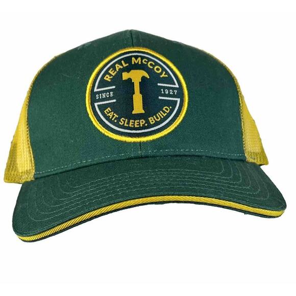 McCoy's Building Supplly Real McCoy Green And Yellow Trucker Snapback Hat Cap - Picture 5 of 6